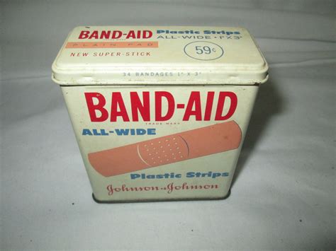 old metal band aid box|old tin band aid box.